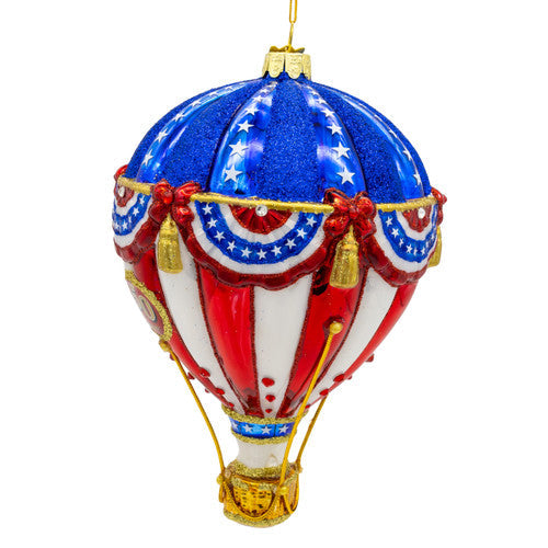 Bellissimo America 250 Hot Air Balloon Glass Ornament 6.5 Inches