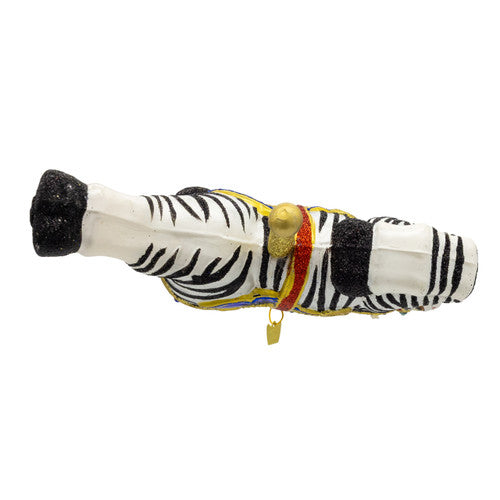 Bellissimo Zebra Carousel Glass Ornament 6.5 Inches