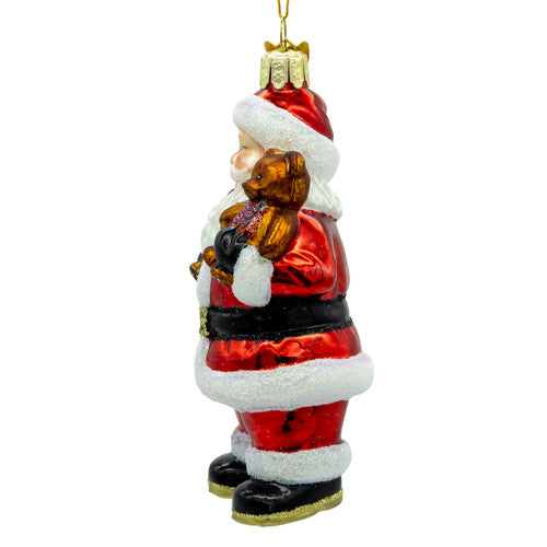 Noble Gems Santa with Teddy Bears Glass Ornament 5 Inches
