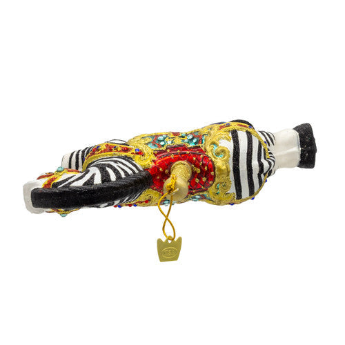Bellissimo Zebra Carousel Glass Ornament 6.5 Inches