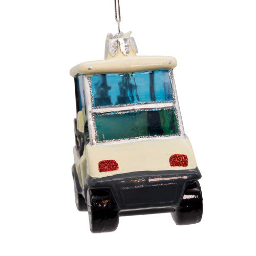 Noble Gems Golf Cart Glass Ornament 4 Inches