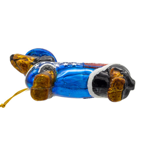 Noble Gems 250th Celebration Dachshund Glass Ornament 3.5 Inches