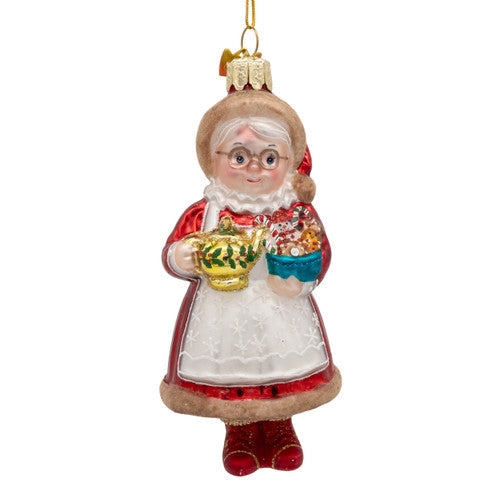 Noble Gems Mrs Claus Glass Ornament 5 Inches