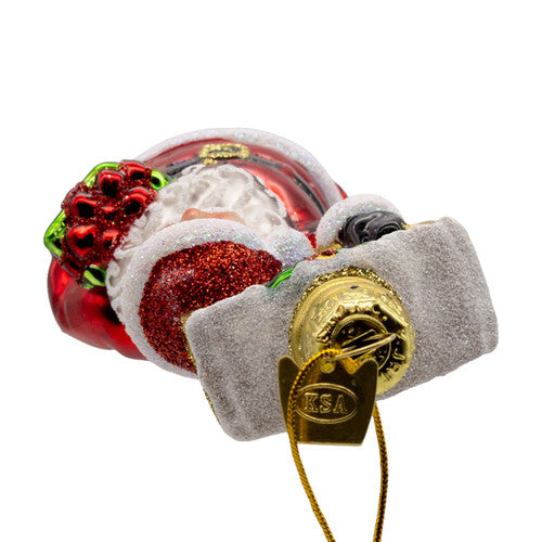 Noble Gems Santa North Pole Glass Ornament 5.25 Inches