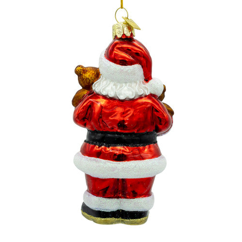 Noble Gems Santa with Teddy Bears Glass Ornament 5 Inches