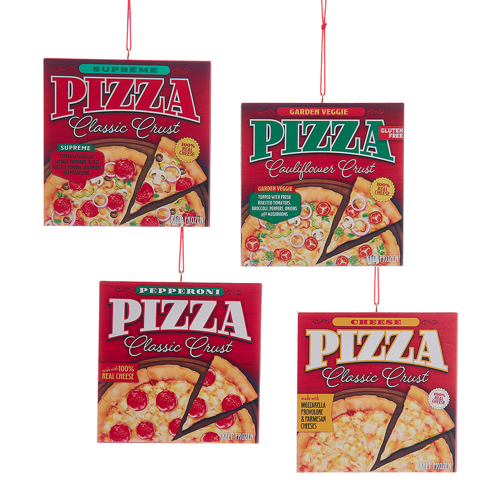 Frozen Pizza Box Ornament 3.75" Set of 4