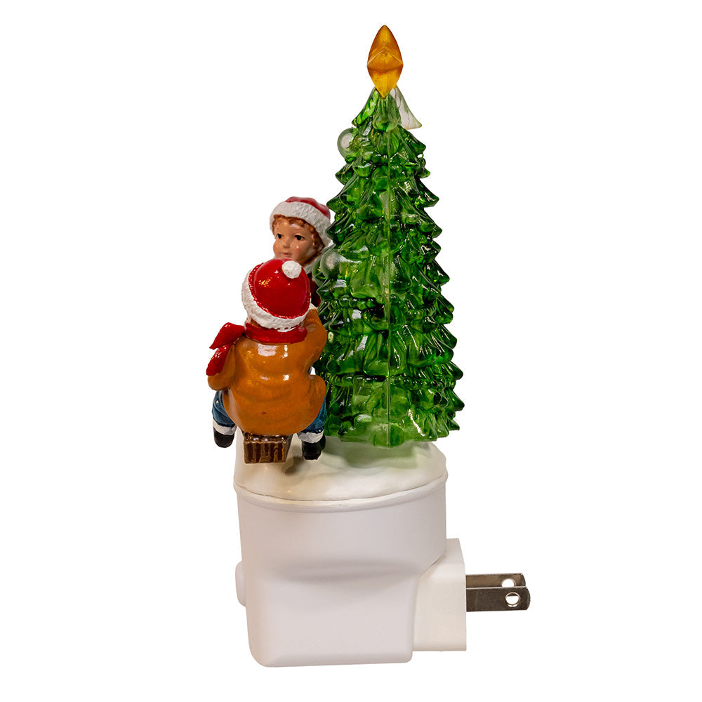 Seesaw Twins with Tree and Teddy Bear LED Night Light 6.18"