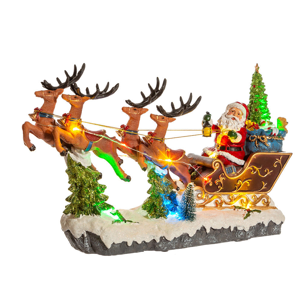 LED Musical Santa & Sleigh Tabletop Scene 8.75"