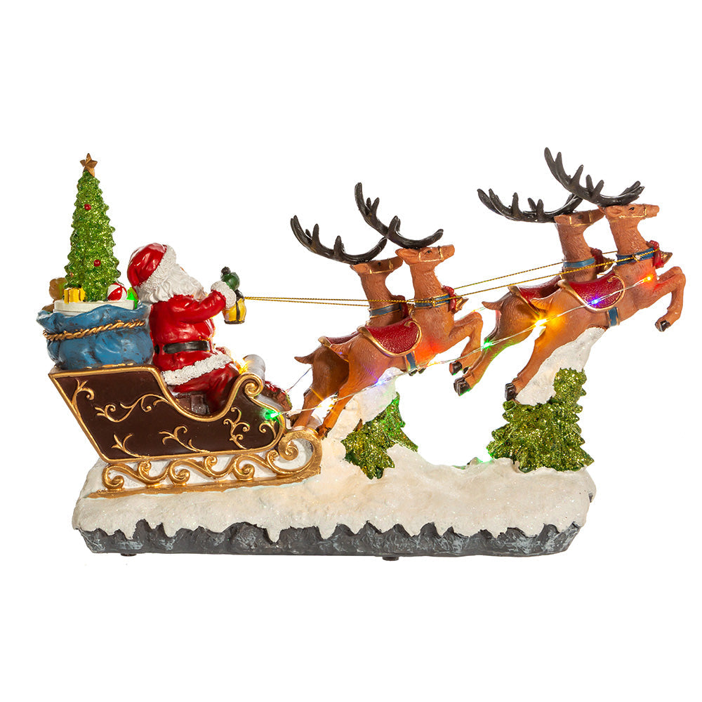 LED Musical Santa & Sleigh Tabletop Scene 8.75"