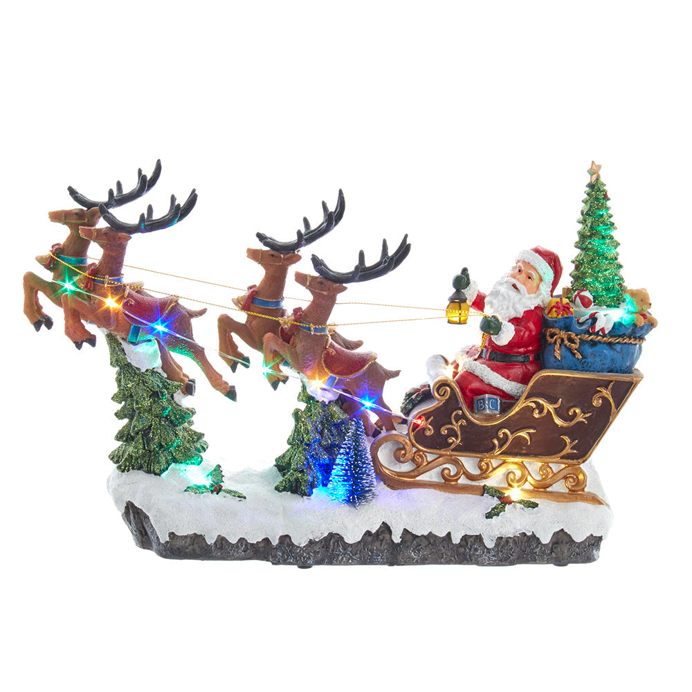 LED Musical Santa & Sleigh Tabletop Scene 8.75"
