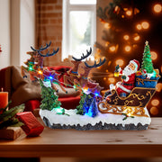 LED Musical Santa & Sleigh Tabletop Scene 8.75"