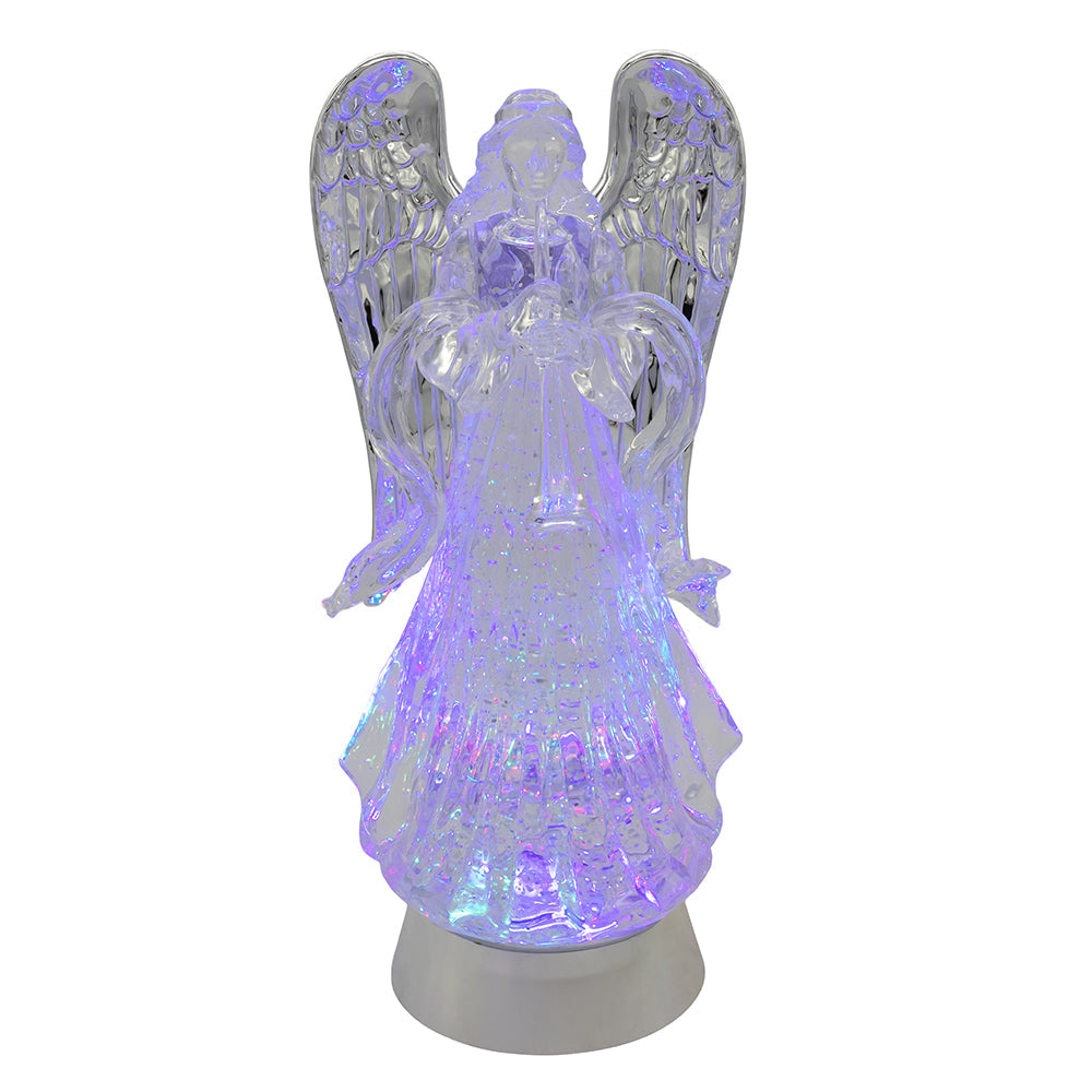 LED Lighted Angel With Horn Water Globe 13.25"