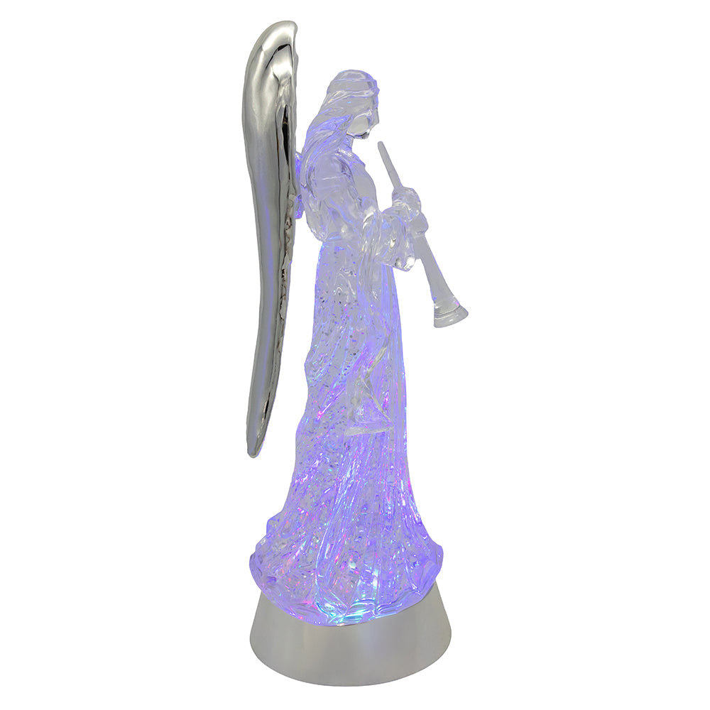 LED Lighted Angel With Horn Water Globe 13.25"