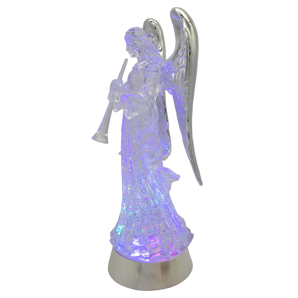 LED Lighted Angel With Horn Water Globe 13.25"