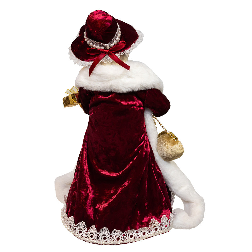 Jacqueline Kent Red and Gold Mrs. Claus Table Piece 17"