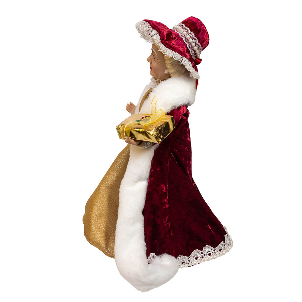 Jacqueline Kent Red and Gold Mrs. Claus Table Piece 17"