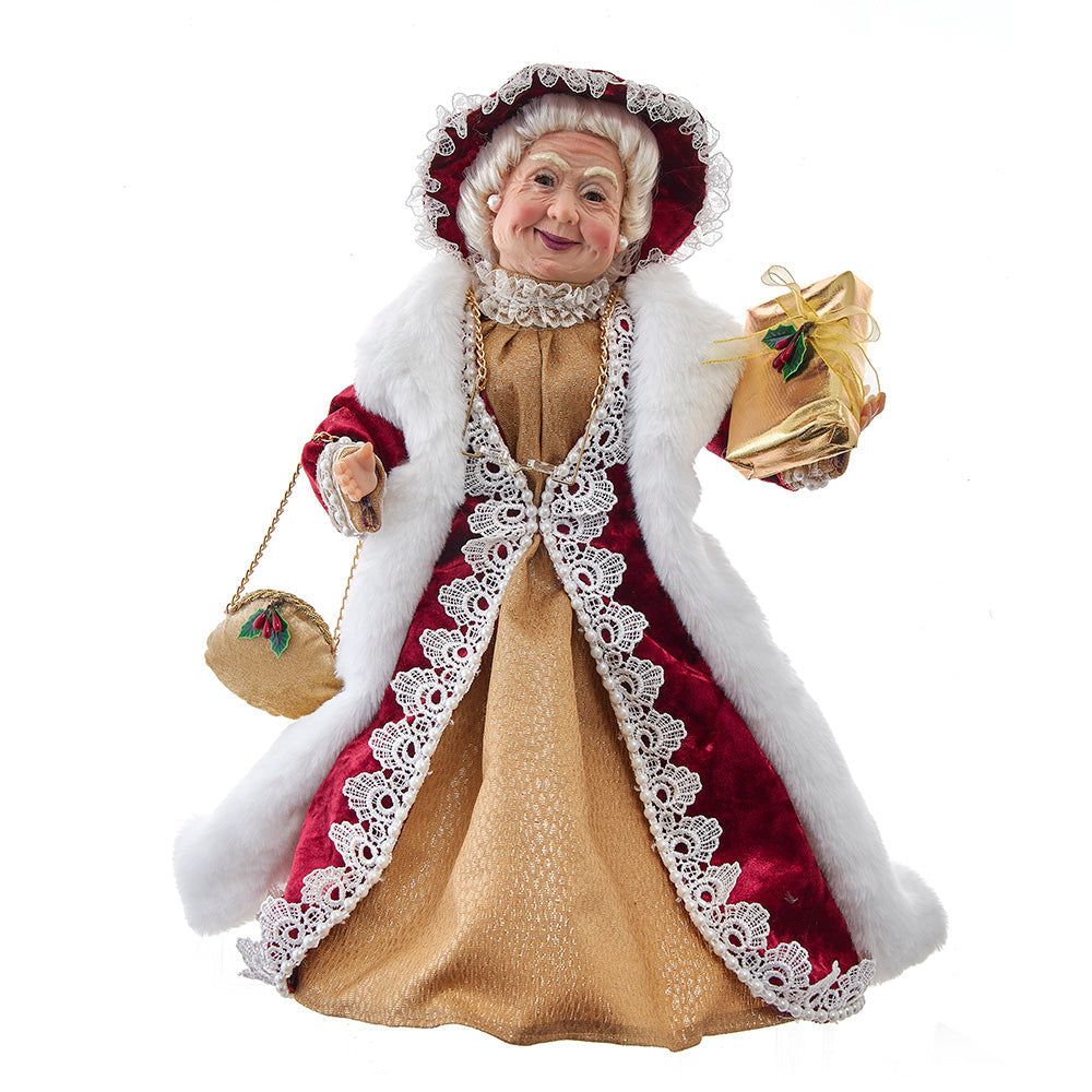 Jacqueline Kent Red and Gold Mrs. Claus Table Piece 17"