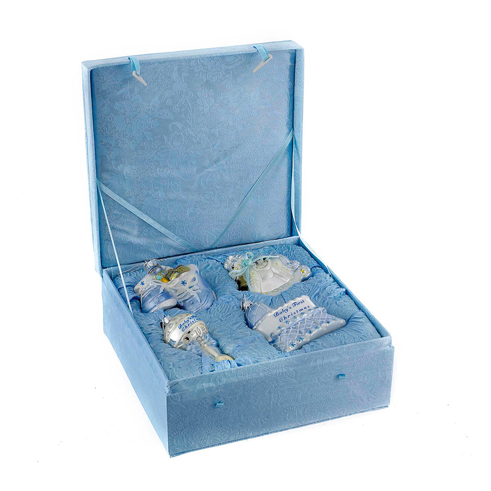 Noble Gems Baby Boy Glass Ornament Set of 4