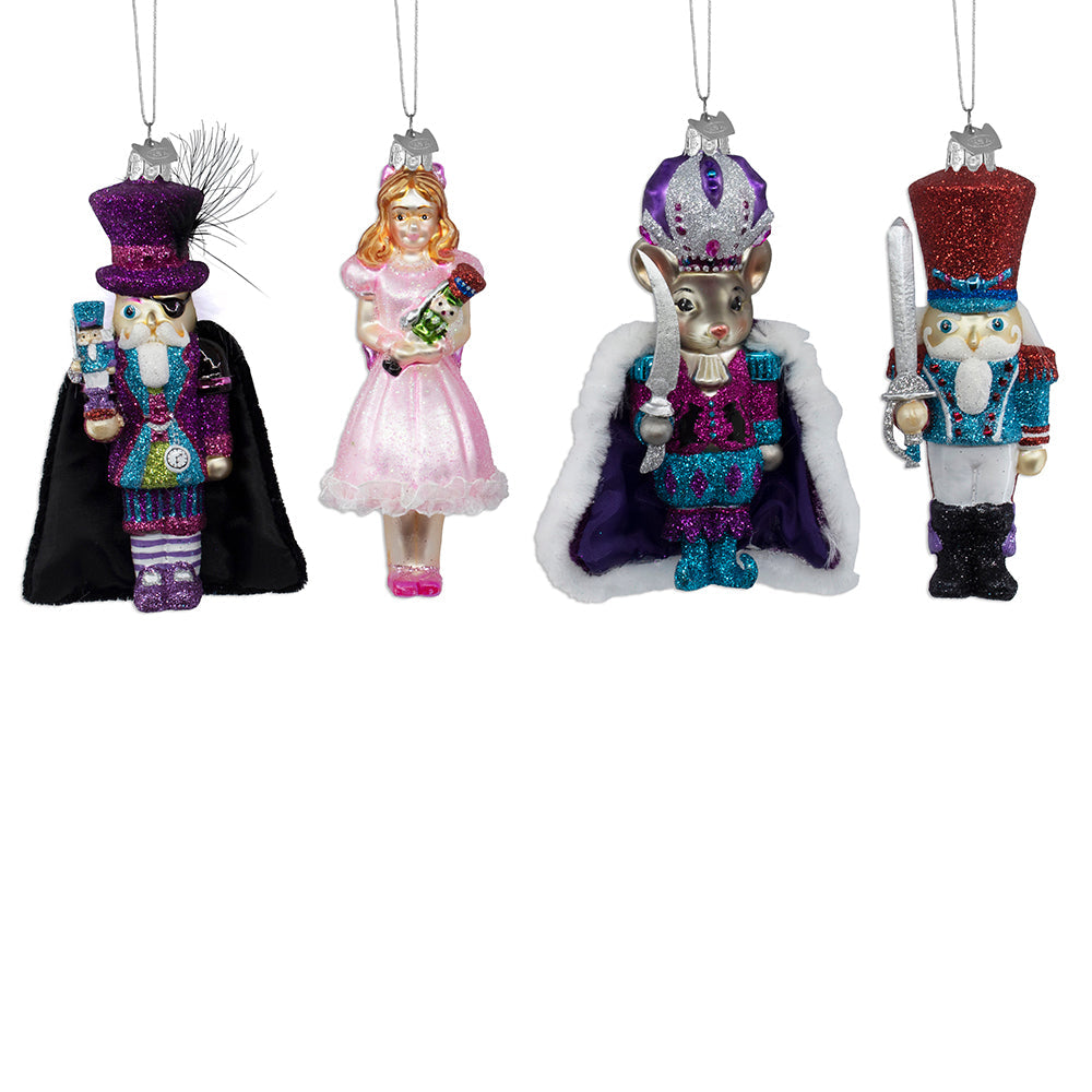Noble Gems Nutcracker Suite Glass Ornaments Set of 4