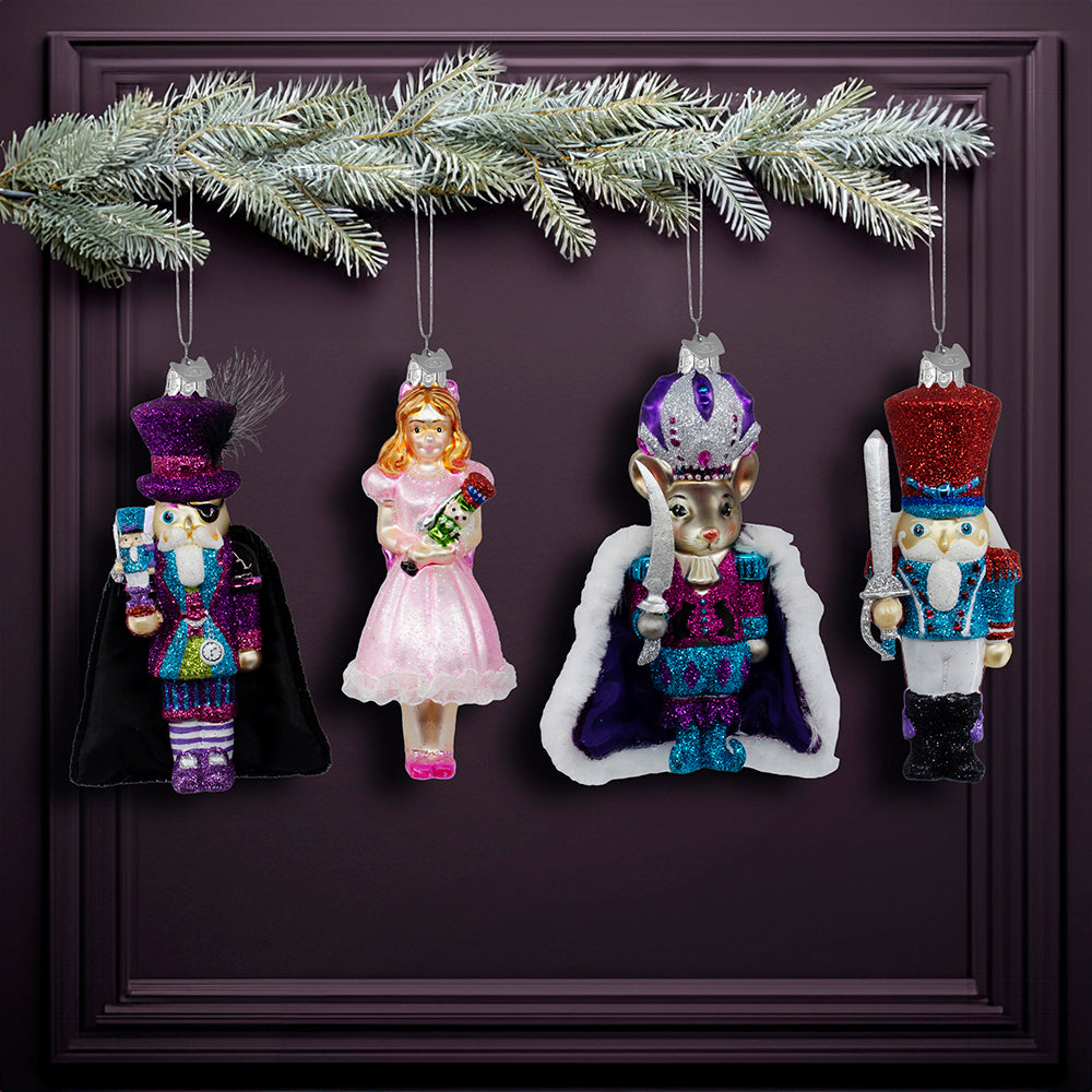 Noble Gems Nutcracker Suite Glass Ornaments Set of 4