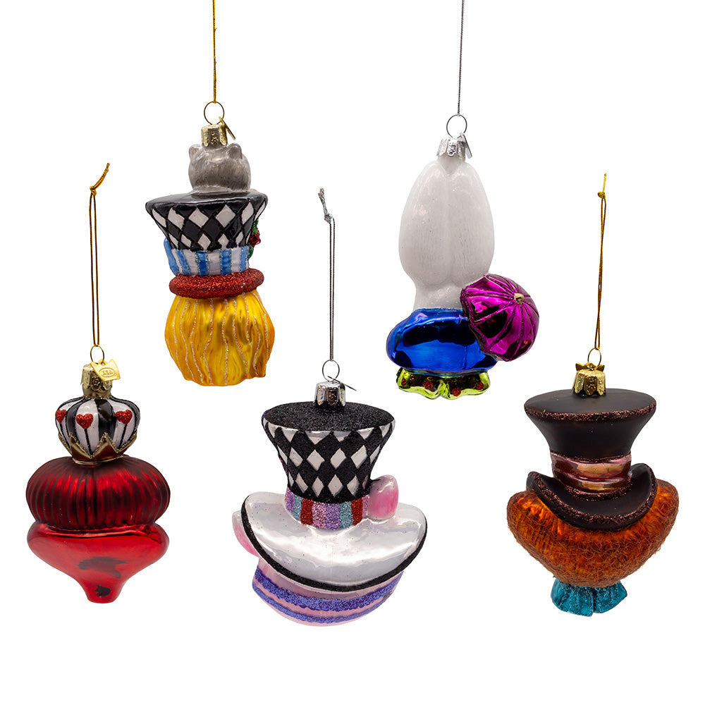 Noble Gems Glass Alice Characters Ornaments 4.5 to 5" Set of 5