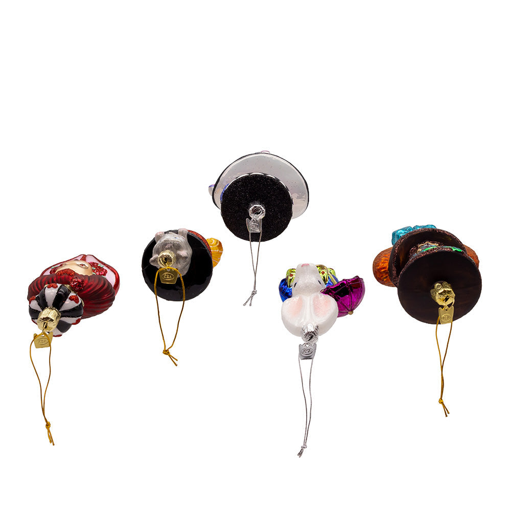 Noble Gems Glass Alice Characters Ornaments 4.5 to 5" Set of 5