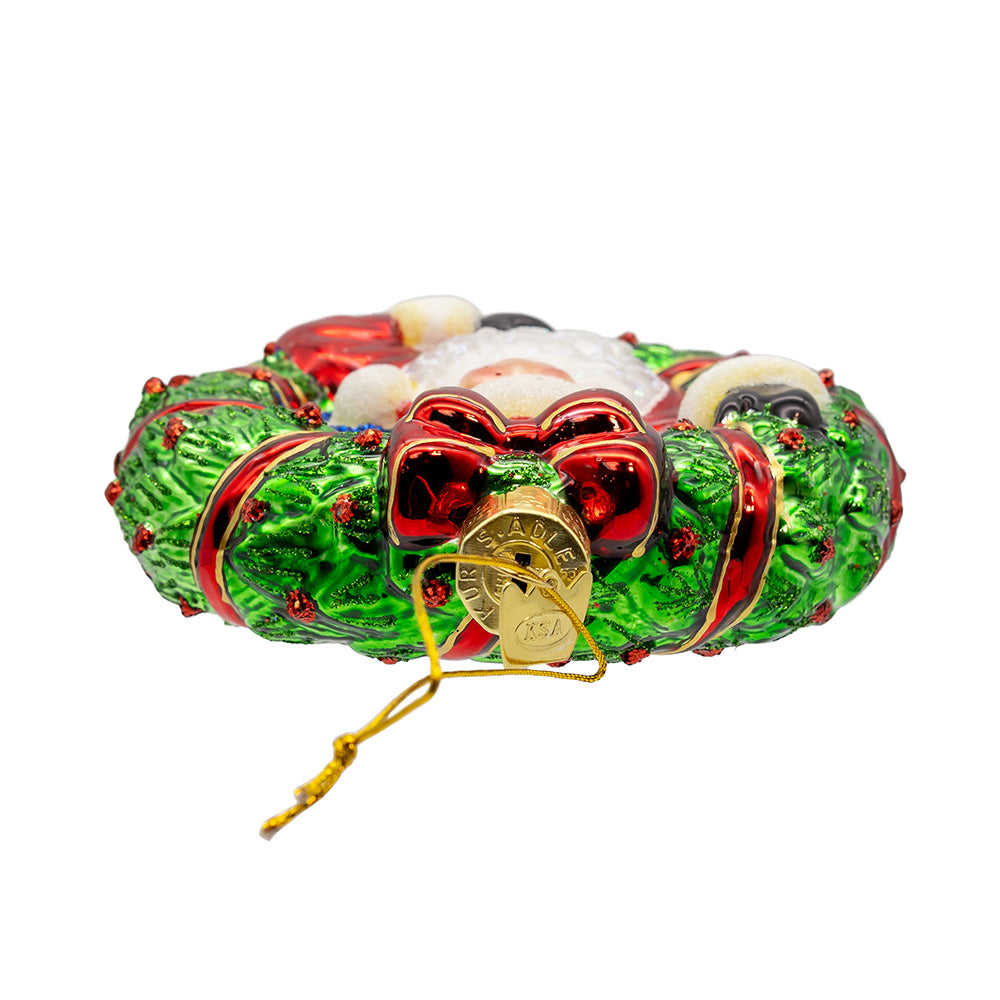 Noble Gems Santa in Wreath Ornament 4.5"