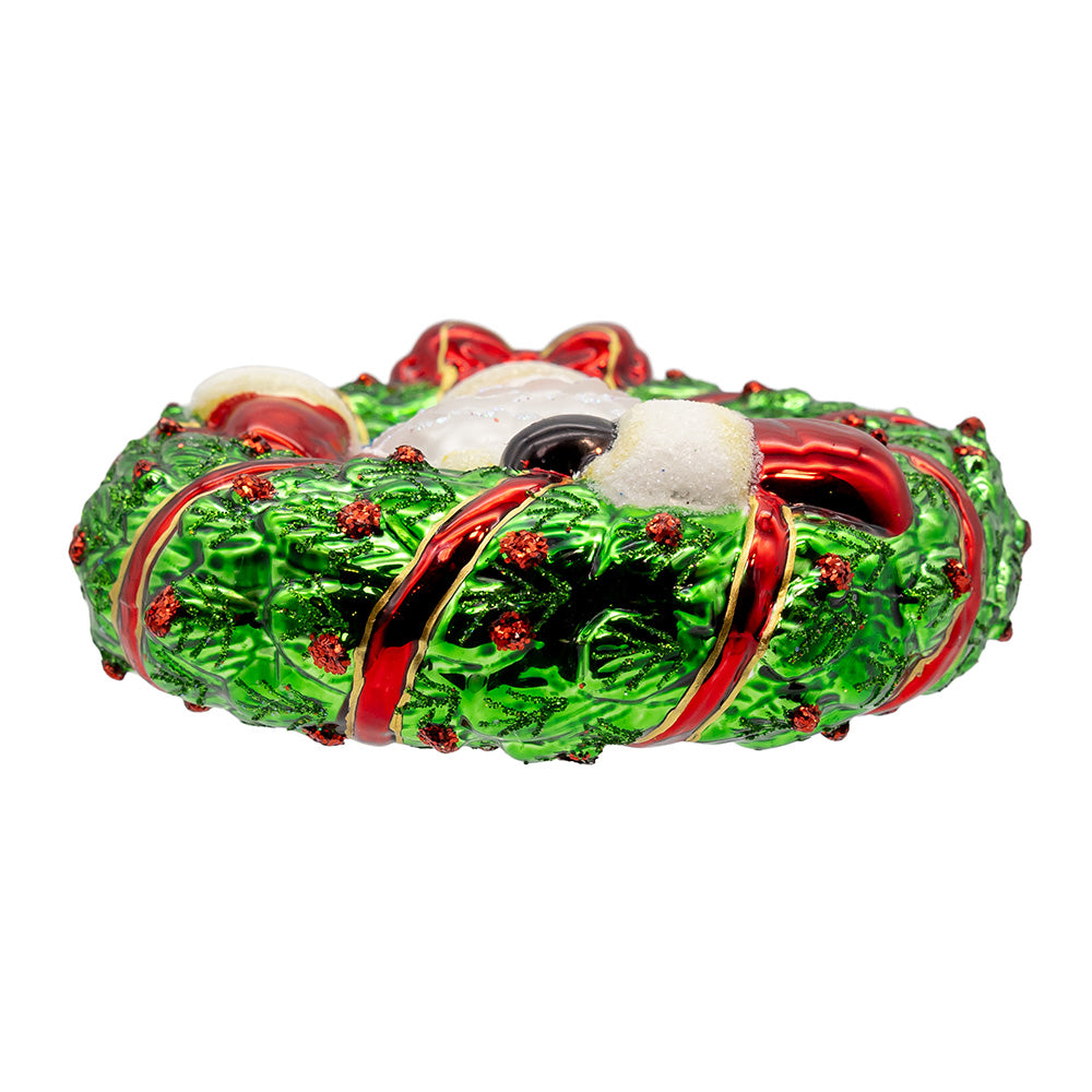 Noble Gems Santa in Wreath Ornament 4.5"