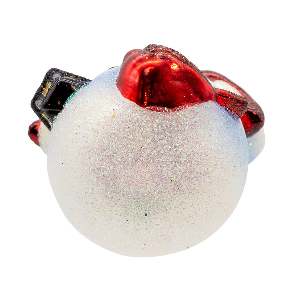 Noble Gems Snowman with Cardinals and Lantern Glass Ornament