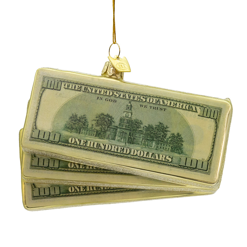 Noble Gems $100 Bills Glass Ornament 5"