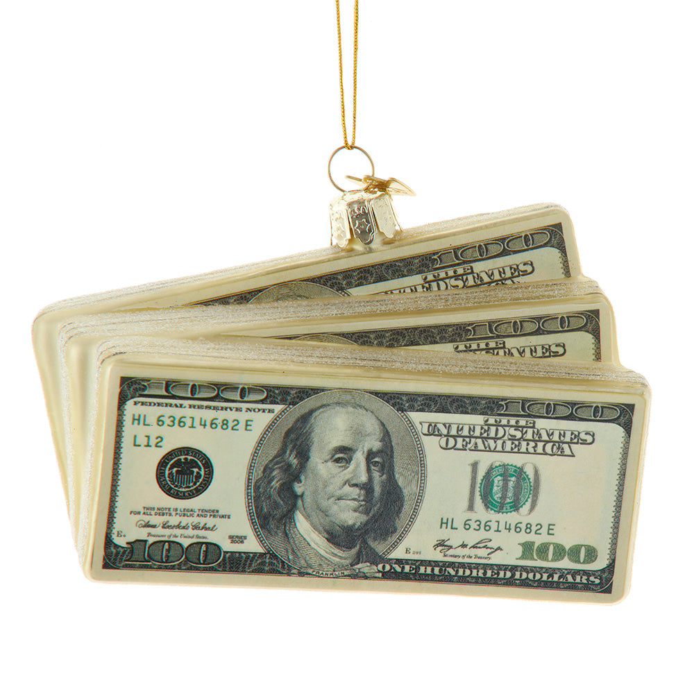 Noble Gems $100 Bills Glass Ornament 5"