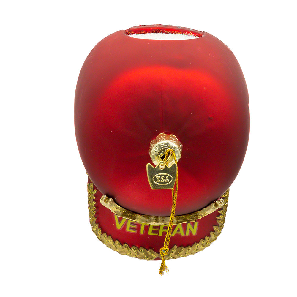 Noble Gems Veteran's Hat Glass Ornament 4.375"