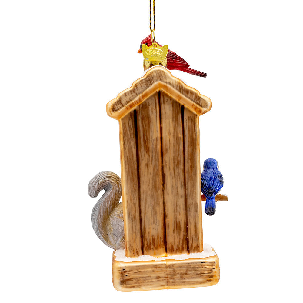 Noble Gems Bird Feeder Glass Ornament 5"