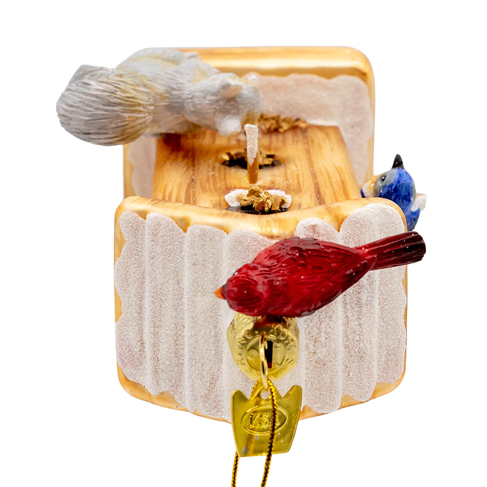 Noble Gems Bird Feeder Glass Ornament 5"