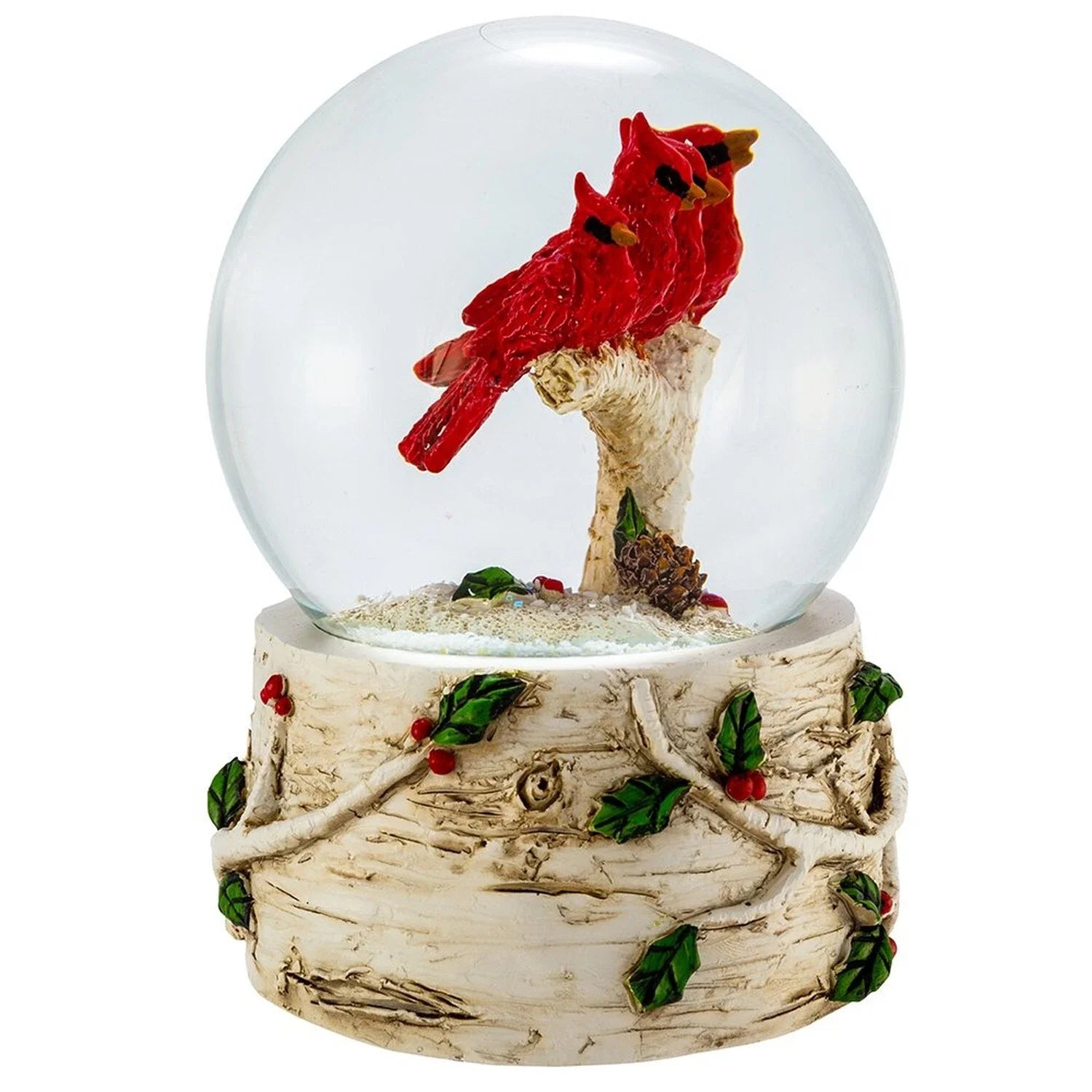 Cardinals with Tree Musical Waterglobe 100mm