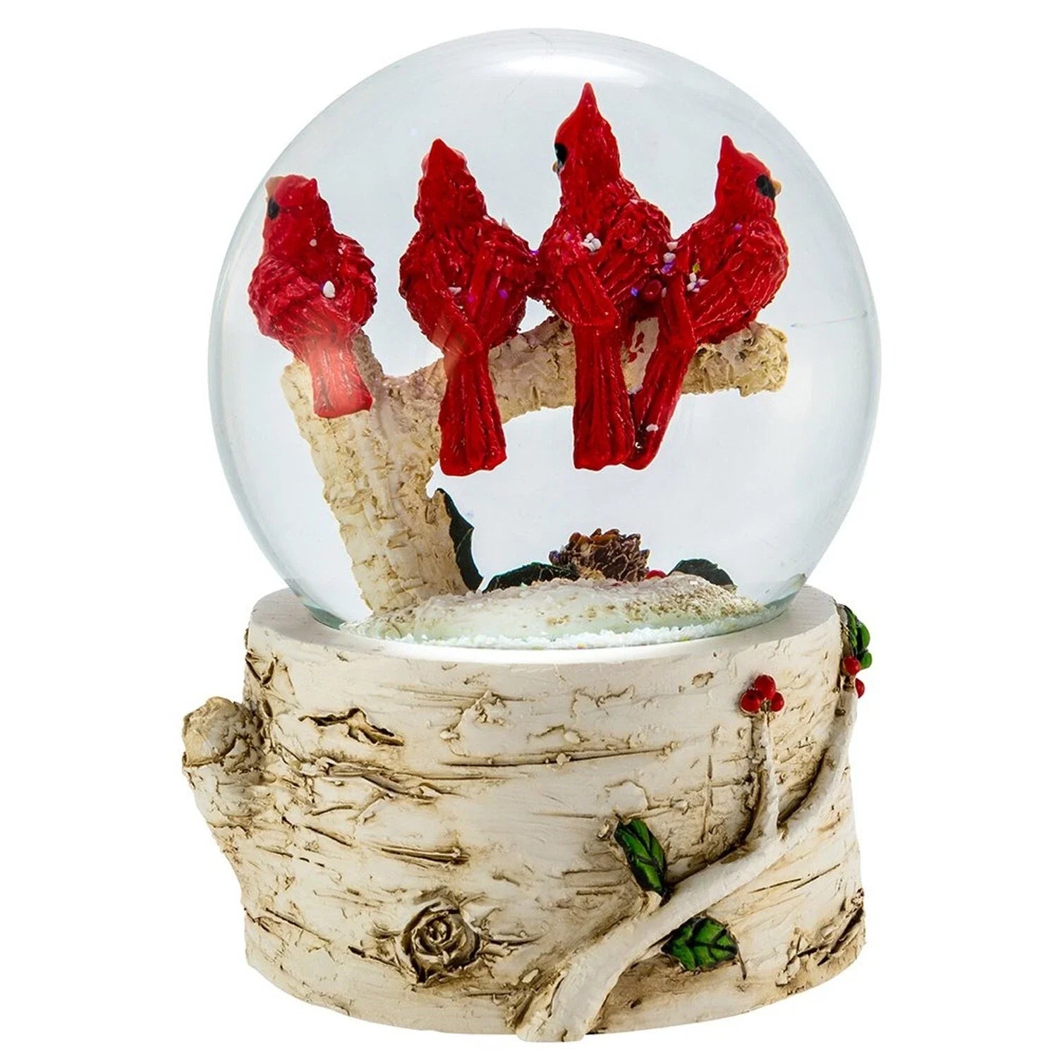 Cardinals with Tree Musical Waterglobe 100mm