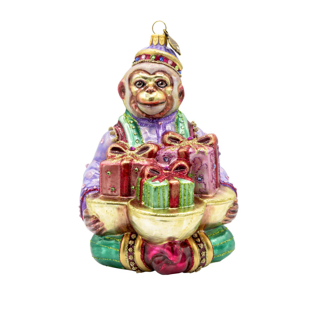 Holiday Monkey  Bearing Gifts Ornament