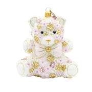 Pink Floral Teddy Ornament