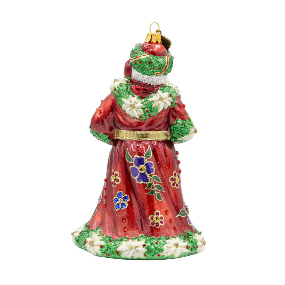 Floral Santa Ornament