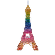 Bedazzled Eiffel Tower With Rainbow Rhinestones Ornament 5.5"
