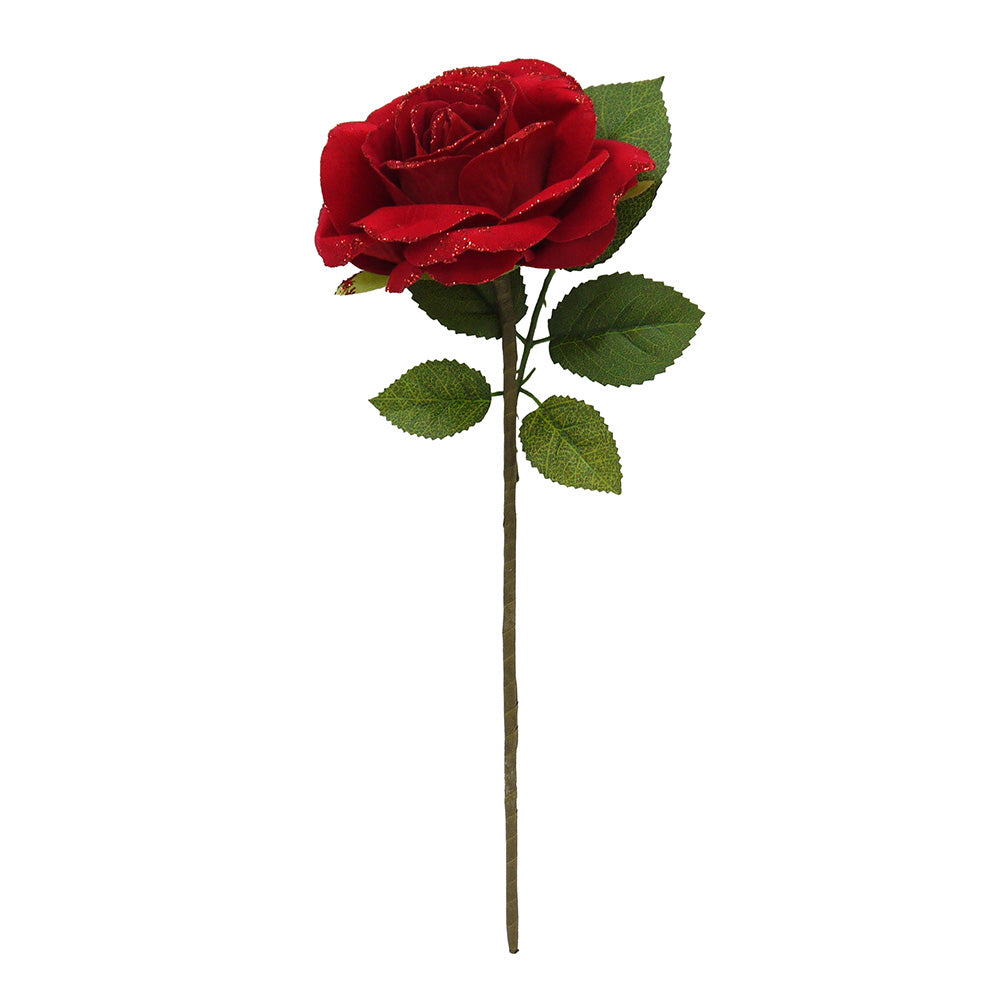Painting the Roses Red Fabric Rose with Glitter Pick 12"
