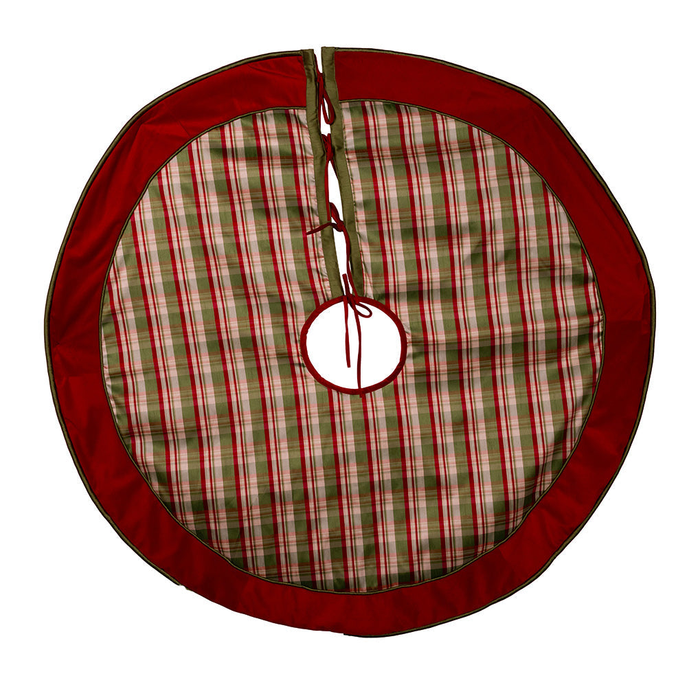 Dupion Plaid with Velvet Trim Tree Skirt 48"