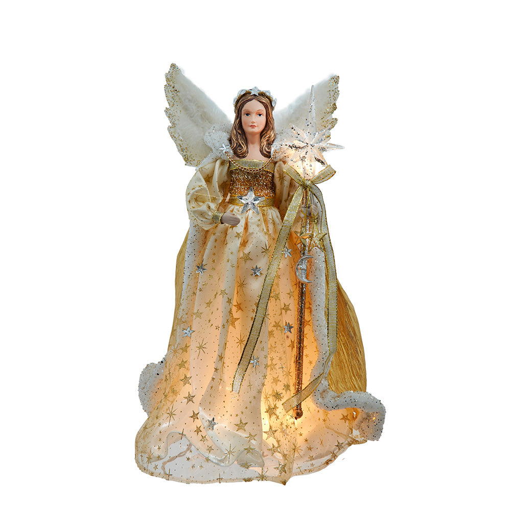 Celestial Angel Tree Topper 10 Light 16 Inches