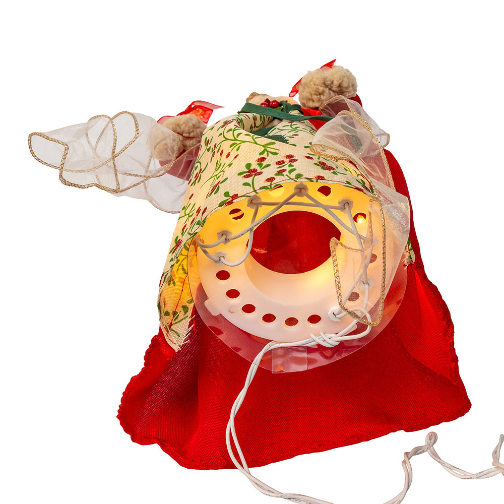 Red and Green Mistletoe Angel Tree Topper 10 Light 14 Inch