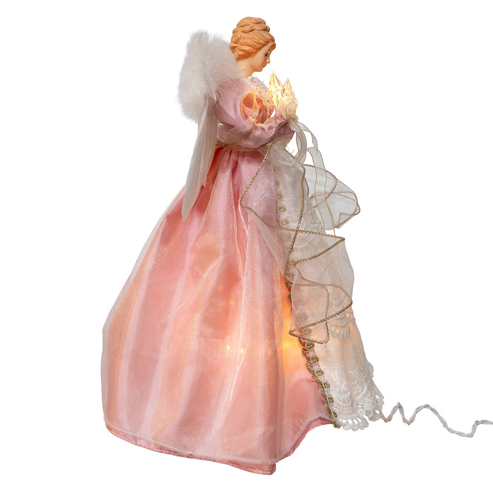 Pink and Ivory Angel Tree Topper 10 Light 14 Inches