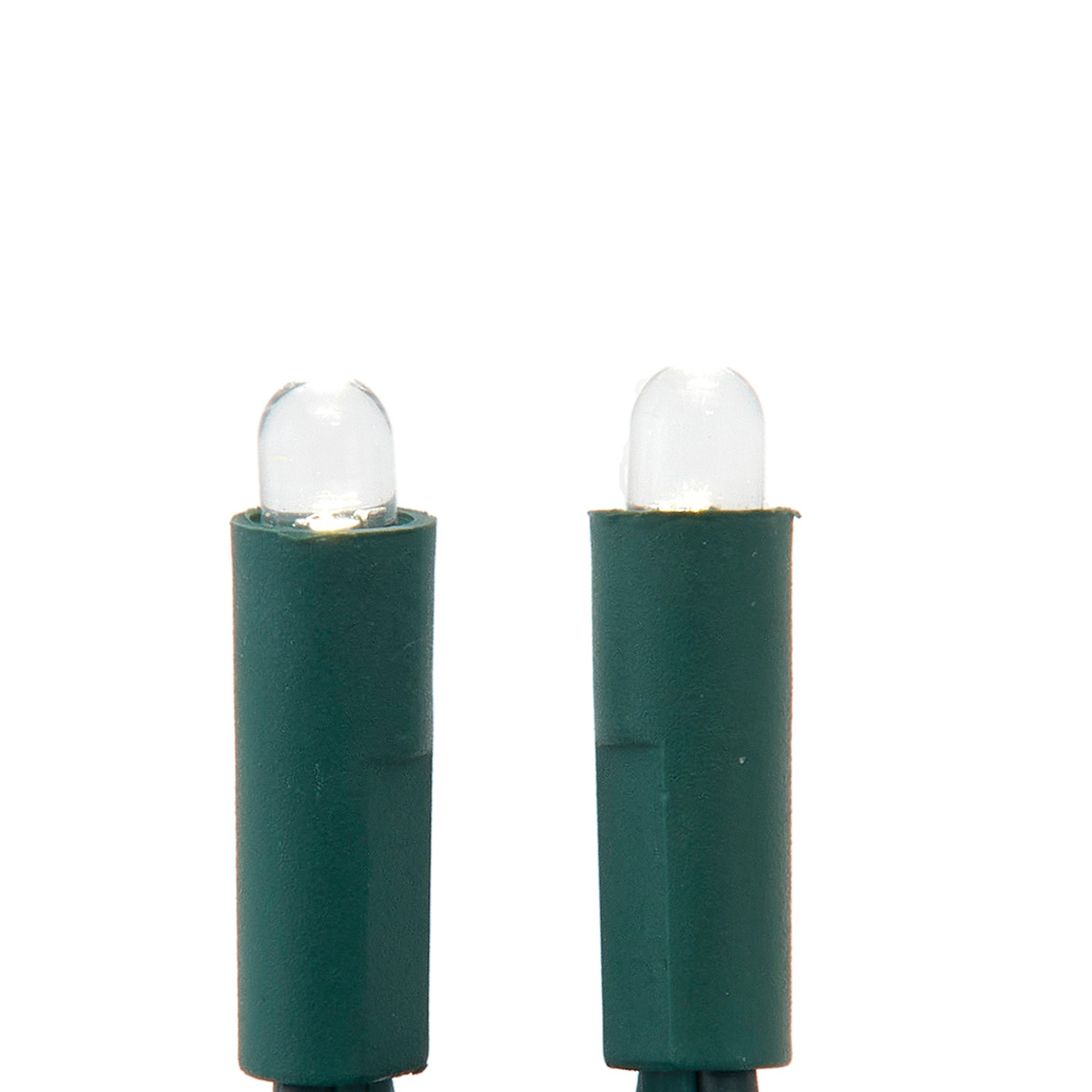 Pure White Convex LED Green Wire Light Set of 50