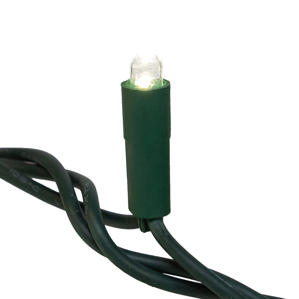 Pure White Convex LED Green Wire Light Set of 50