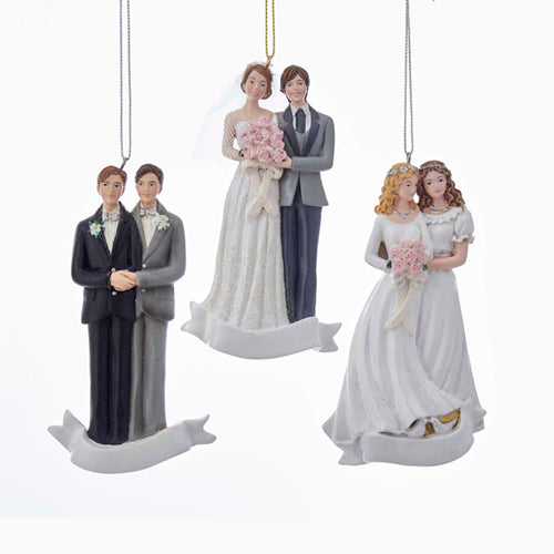 Wedding Couple Ornament 4.25" Choose from 3 Designs