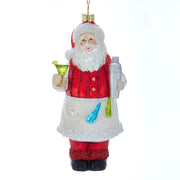 Cocktail Santa Glass Ornament 6.25"