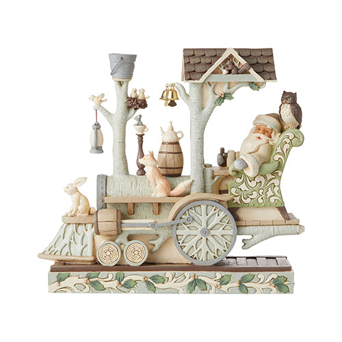 Go Fourth & Share Joy White Woodland Santa in Train Engine